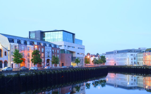 River Lee and waterfront buildings in Cork, Ireland